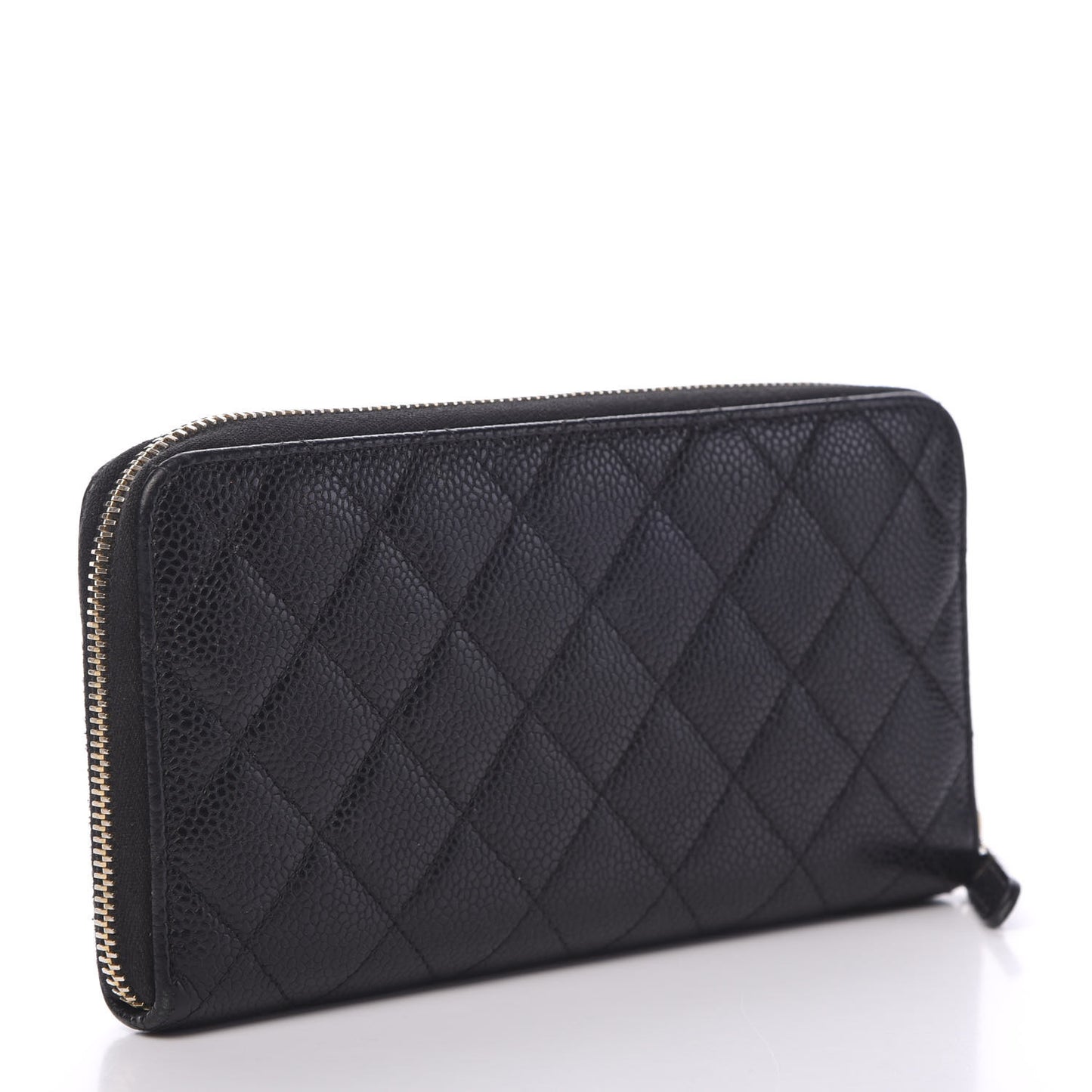 Caviar Quilted Large Gusset Zip Around Wallet Black