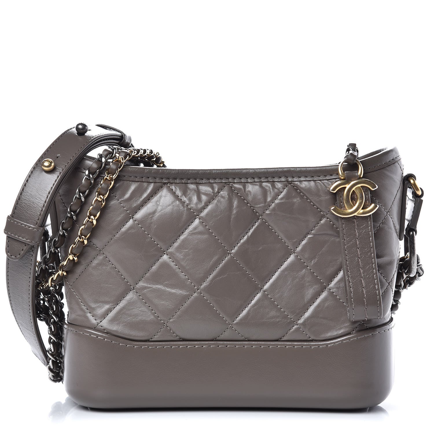 Chanel Aged Calfskin Quilted Small Gabrielle Hobo Grey 1 of 10