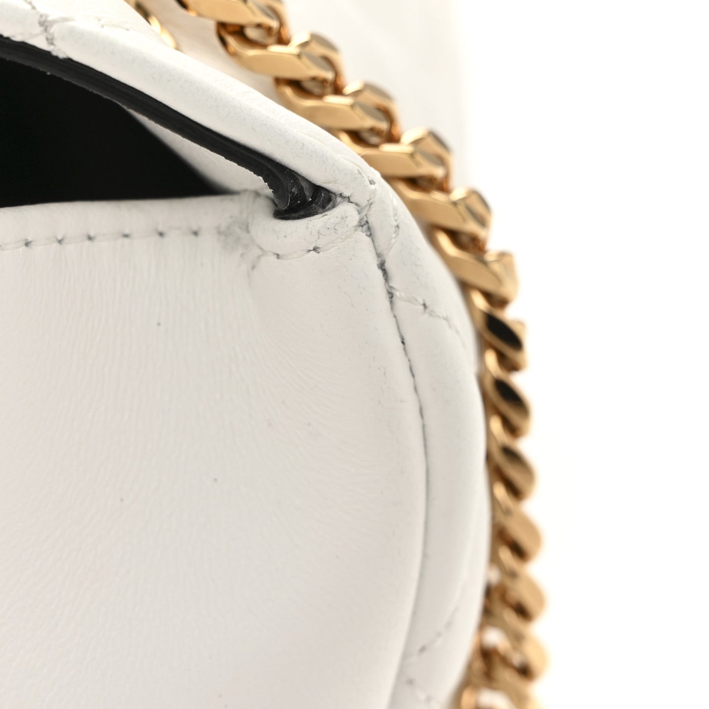 Nappa Quilted Medusa Medium Chain Crossbody White