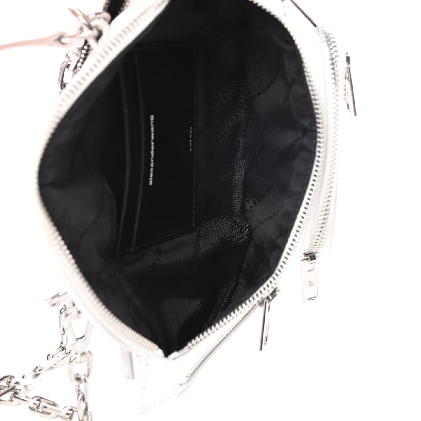 Crocodile Embossed Patent Mini Top Handle Attica Belt Bag White