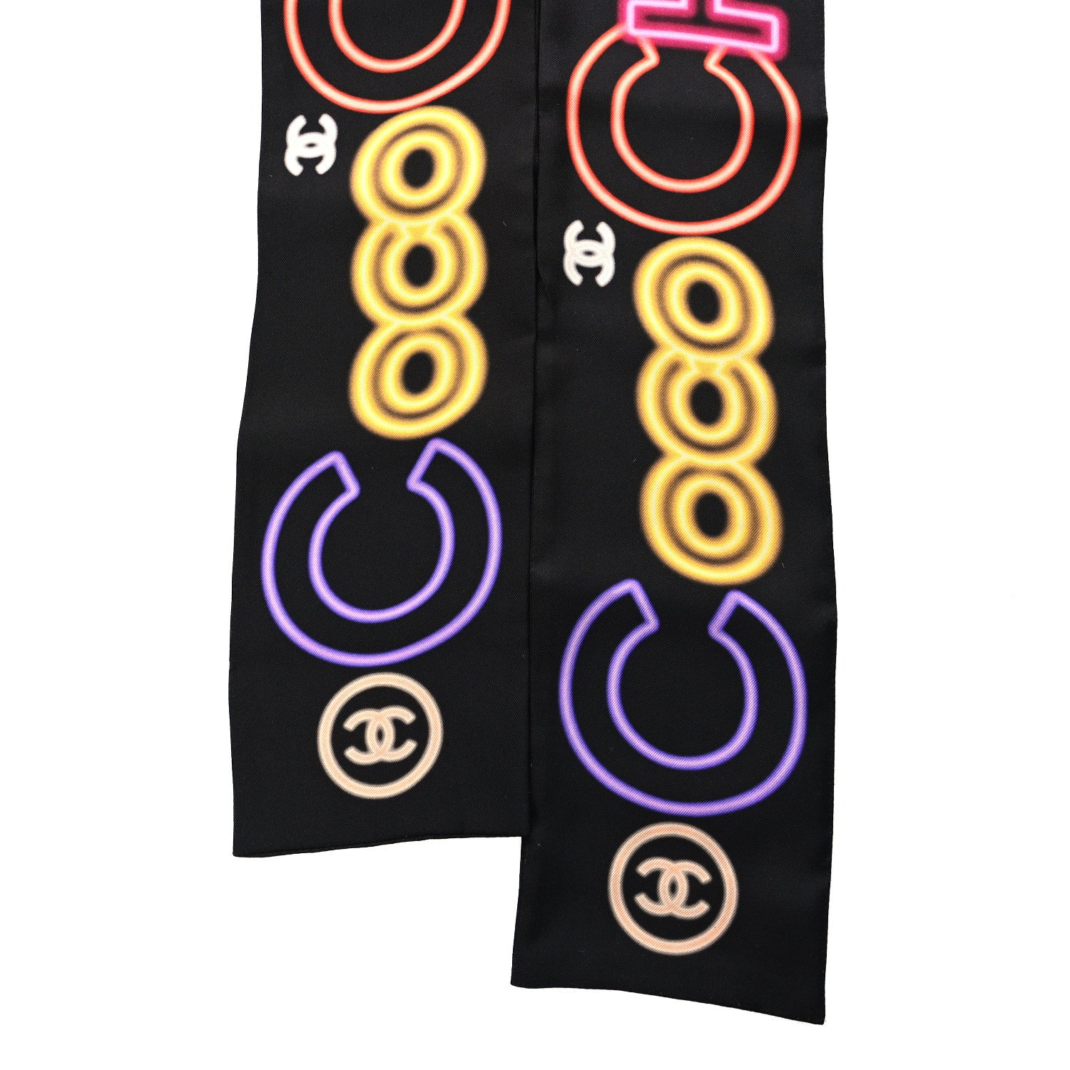 Chanel Silk Neon CC Bandeau Scarf Black Multicolor 2 of 3