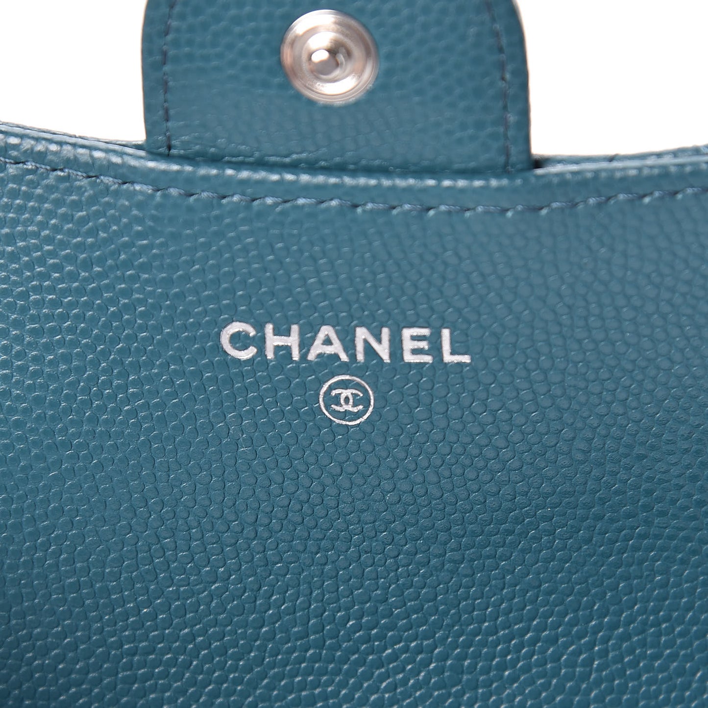 Caviar Quilted Flap Card Holder Dark Turquoise