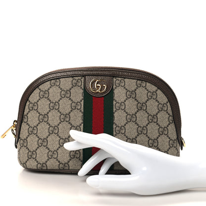 Gucci GG Supreme Monogram Textured Calfskin Web Large Ophidia Cosmetic Case Beige Ebony New Acero 2 of 7