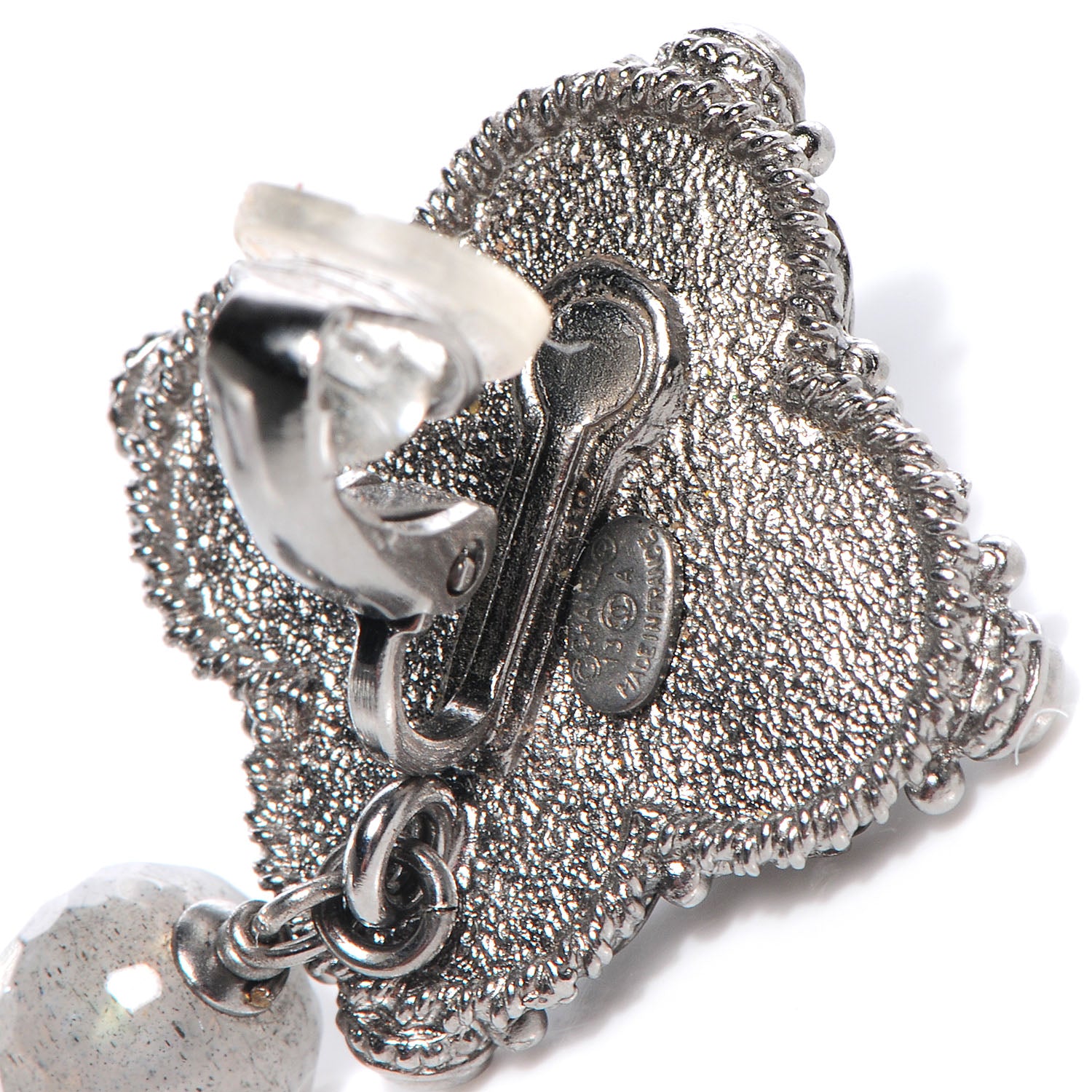 Chanel Pearl CC Drop Clip On Earrings Black 4 of 4