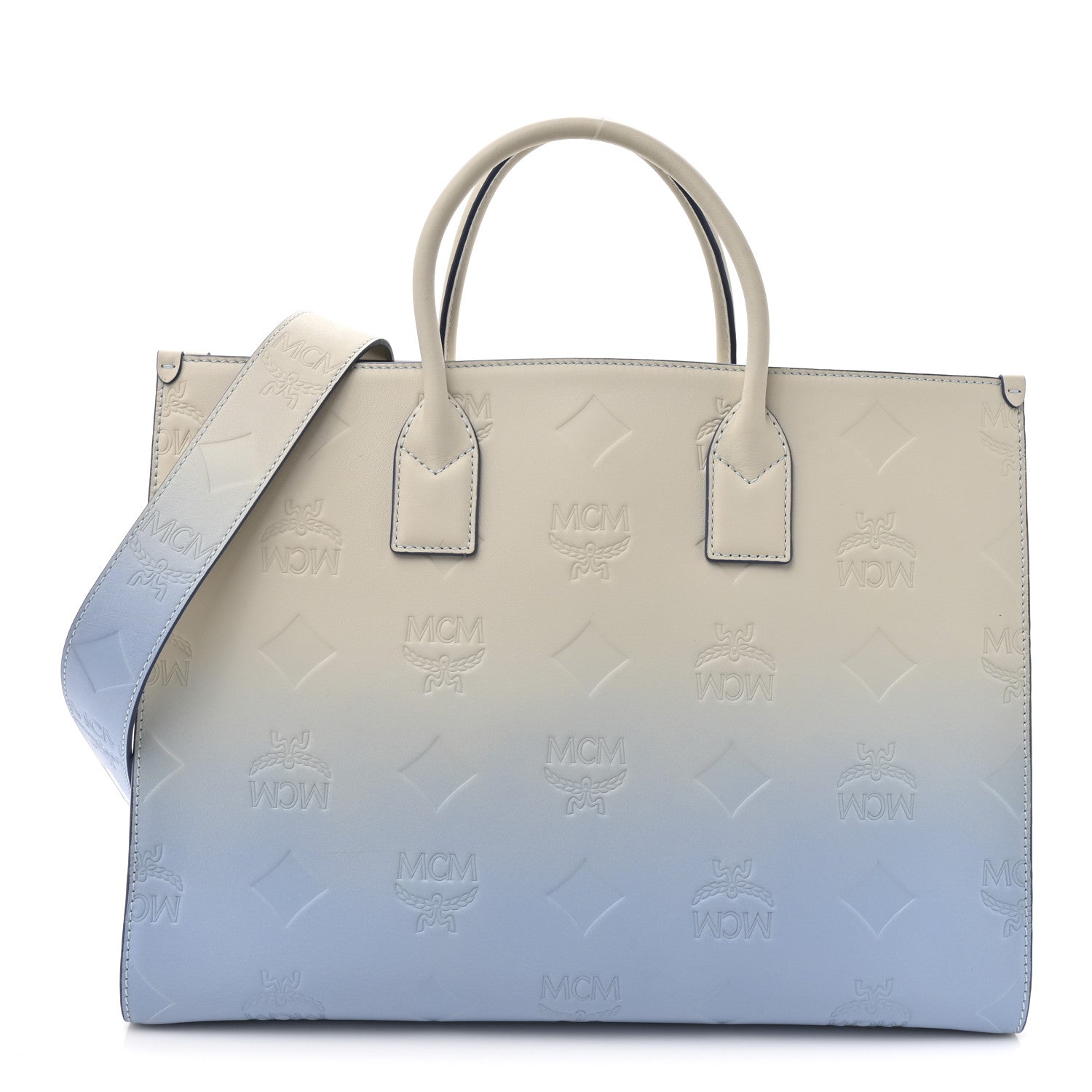 MCM Calfskin Gradation Monogram Large Munchen Tote Blue 1 of 12