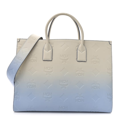 MCM Calfskin Gradation Monogram Large Munchen Tote Blue 1 of 12