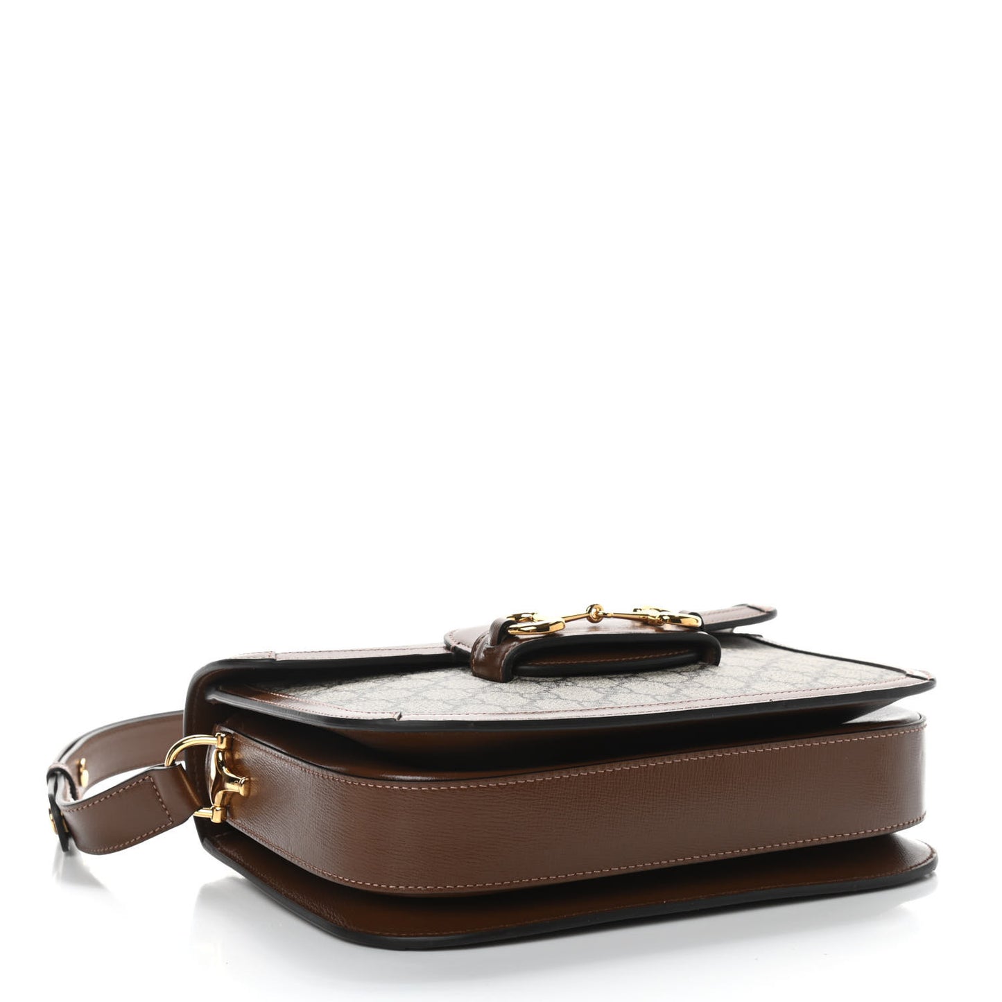 GG Supreme Monogram Horsebit 1955 Shoulder Bag Beige Brown Sugar