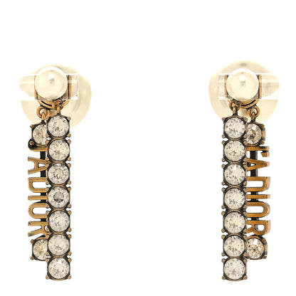 Christian Dior Pearl Crystal J'Adior Tribales Earrings Antique Gold 1 of 4