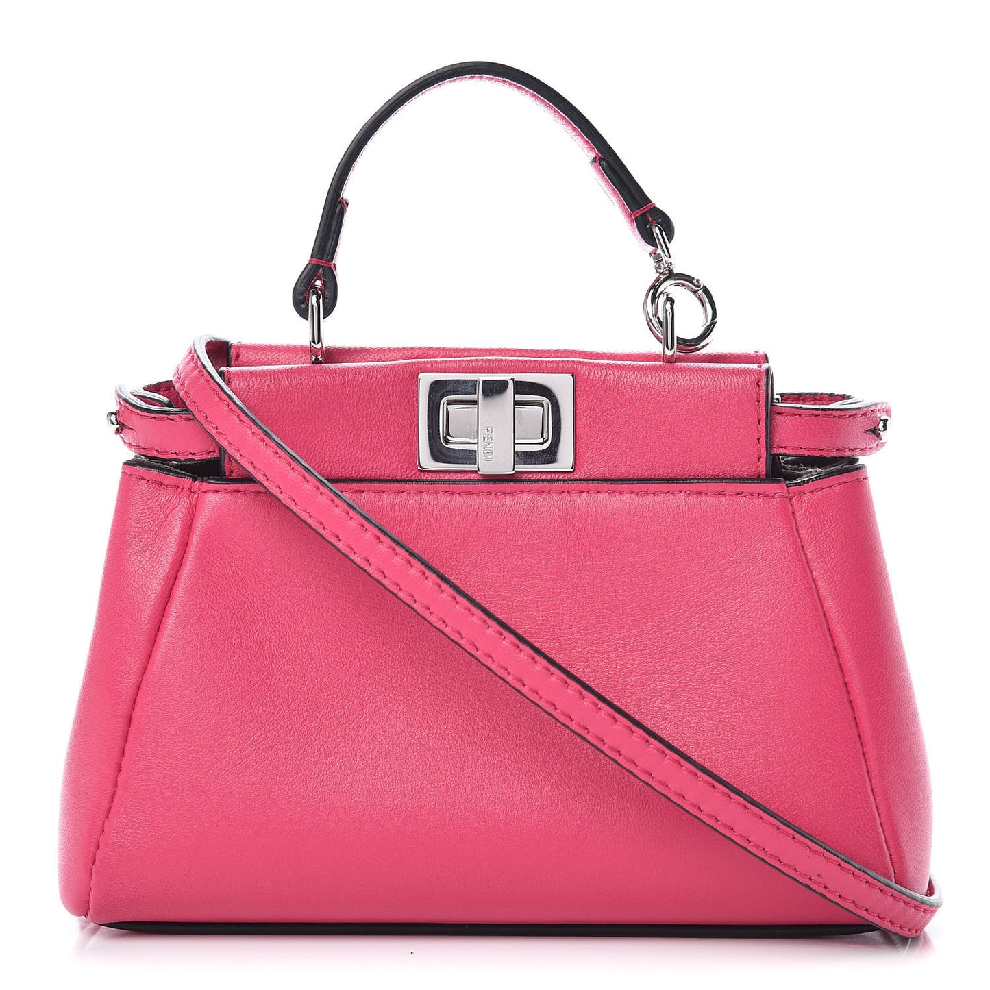 Shiny Nappa Micro Peekaboo Iconic Satchel Fuxia