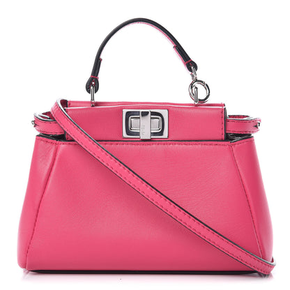 Fendi Shiny Nappa Micro Peekaboo Iconic Satchel Fuxia 1 of 9