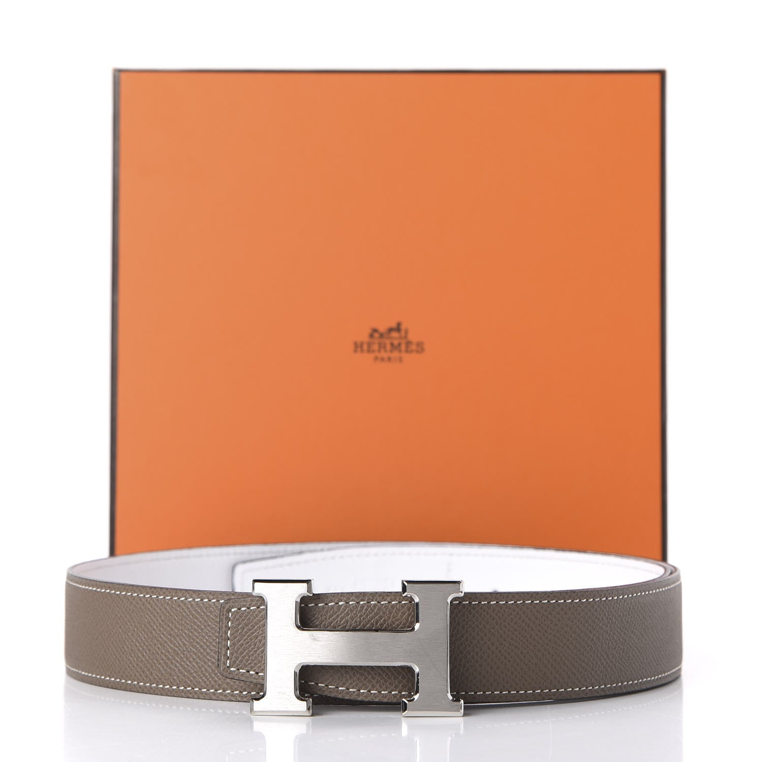 Hermes Epsom 32mm Belt 80 White Etoupe 6 of 6
