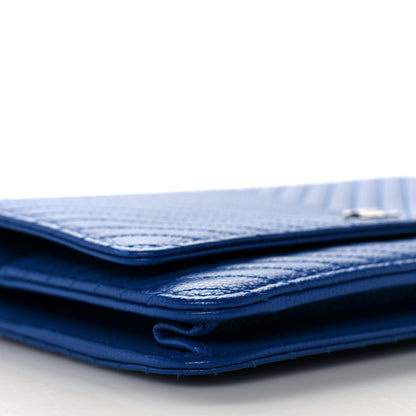 Chanel Caviar Chevron Quilted Wallet On Chain WOC Blue 8 of 10
