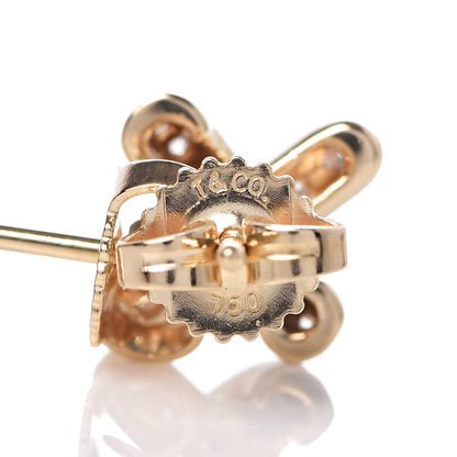 Tiffany 18K Yellow Gold Diamond Cross Stitch X Stud Earrings 4 of 5