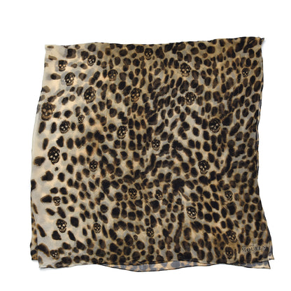 Alexander McQueen Cashmere Silk Leopard Skull Scarf Brown 4 of 4