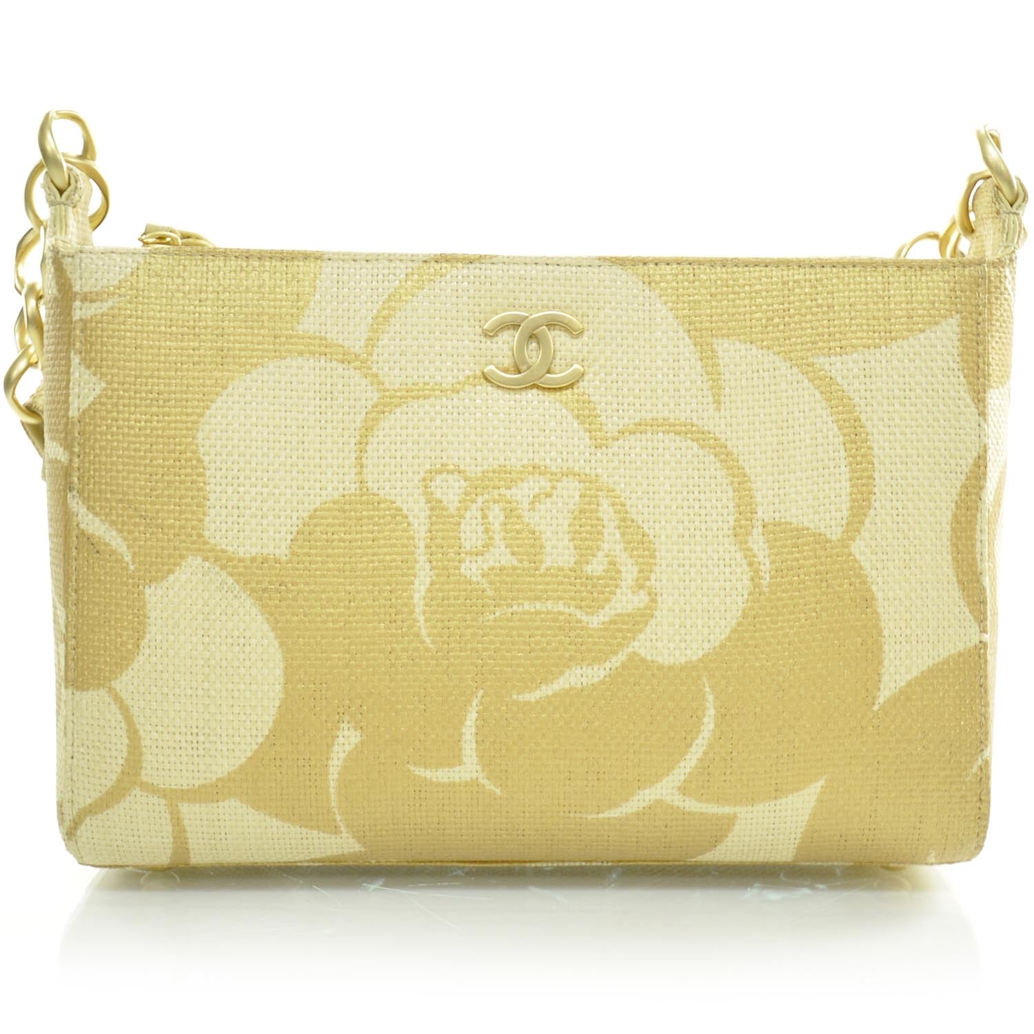 Chanel Woven Raffia Camelia Shoulder Bag 1 of 1