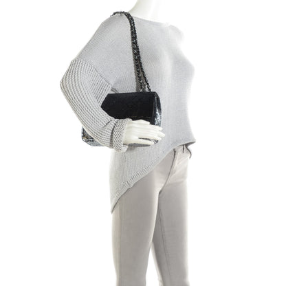 Chanel Sequin Embroidered Single Flap Black Silver 5 of 9