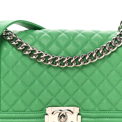 Chanel Caviar Quilted Medium Boy Flap Green 8 of 11
