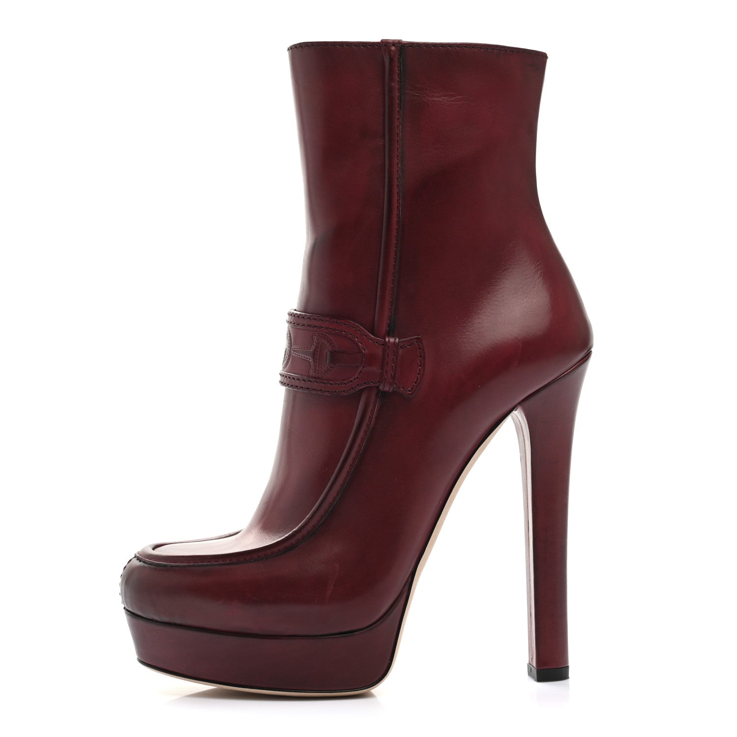 Gucci Calfskin Platform Ankle Boots 37.5 Scarlatto 1 of 8