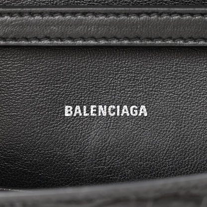 Balenciaga Shiny Calfskin Monochrome Crocodile Embossed Small Hourglass Evening Chain Bag Black 6 of 10