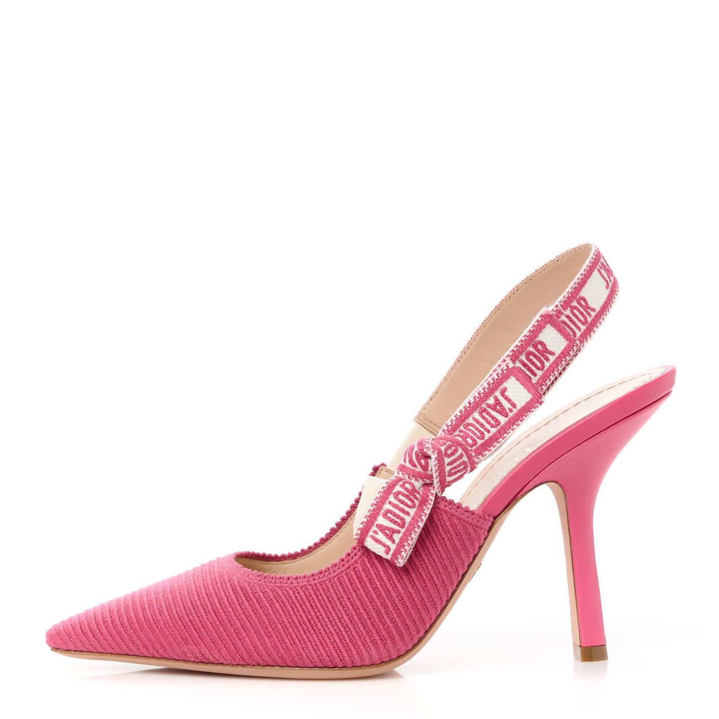 Technical Canvas Ribbon Embroidered J'Adior Slingback 100mm Pumps 39.5 Passion Pink
