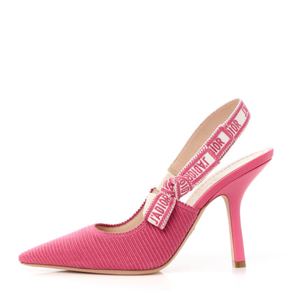 Christian Dior Technical Canvas Ribbon Embroidered J'Adior Slingback 100mm Pumps 39.5 Passion Pink 1 of 9