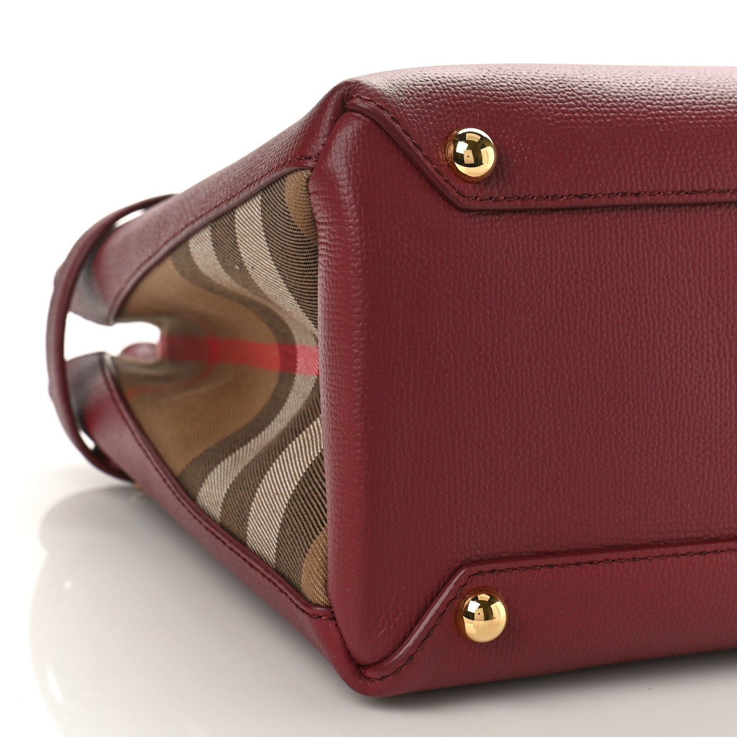 Burberry Grainy Calfskin House Check Small Banner Tote Mahogany Red 8 of 9
