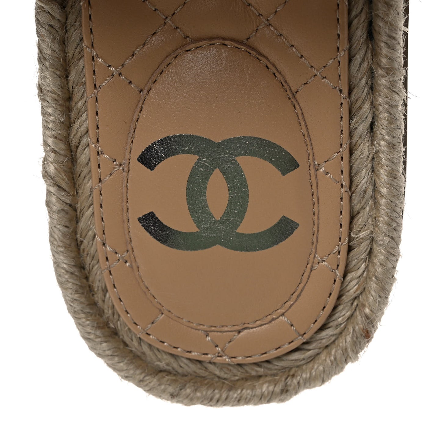 Grosgrain Lambskin Elastic Flat Mules 36 Beige