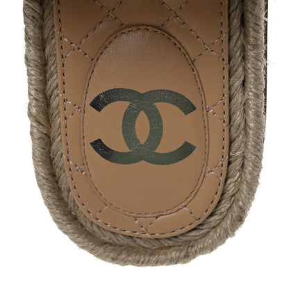 Chanel Grosgrain Lambskin Elastic Flat Mules 36 Beige 8 of 10