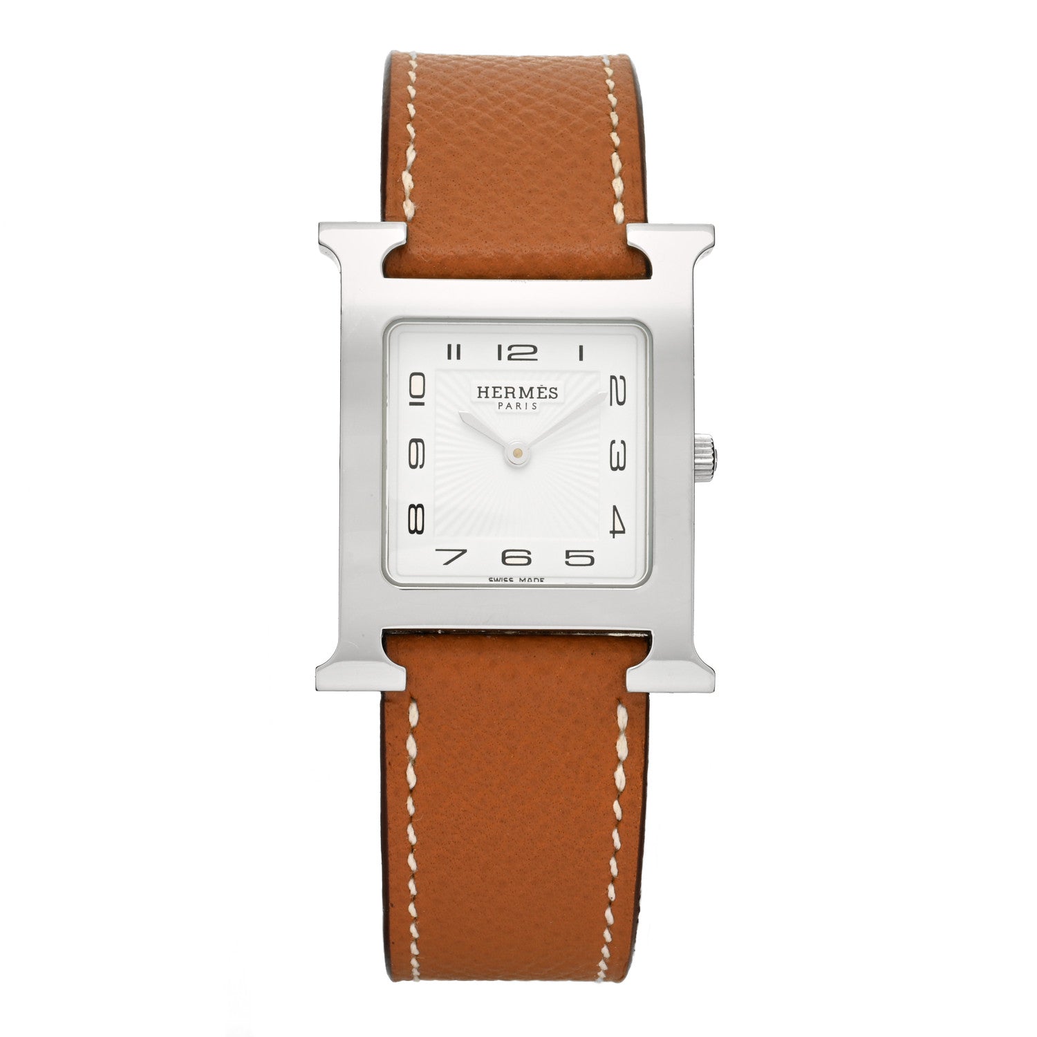 Hermes Stainless Steel Epsom 26mm Heure H Hour Quartz Watch Gold 1 of 4