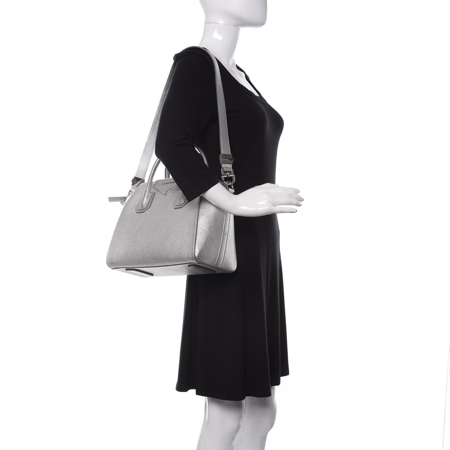 Givenchy Metallic Sugar Goatskin Small Antigona Silver 2 of 9