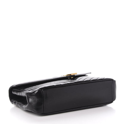 Saint Laurent Cracked Shiny Calfskin Matelasse Chevron Monogram Large College Satchel Black 4 of 11