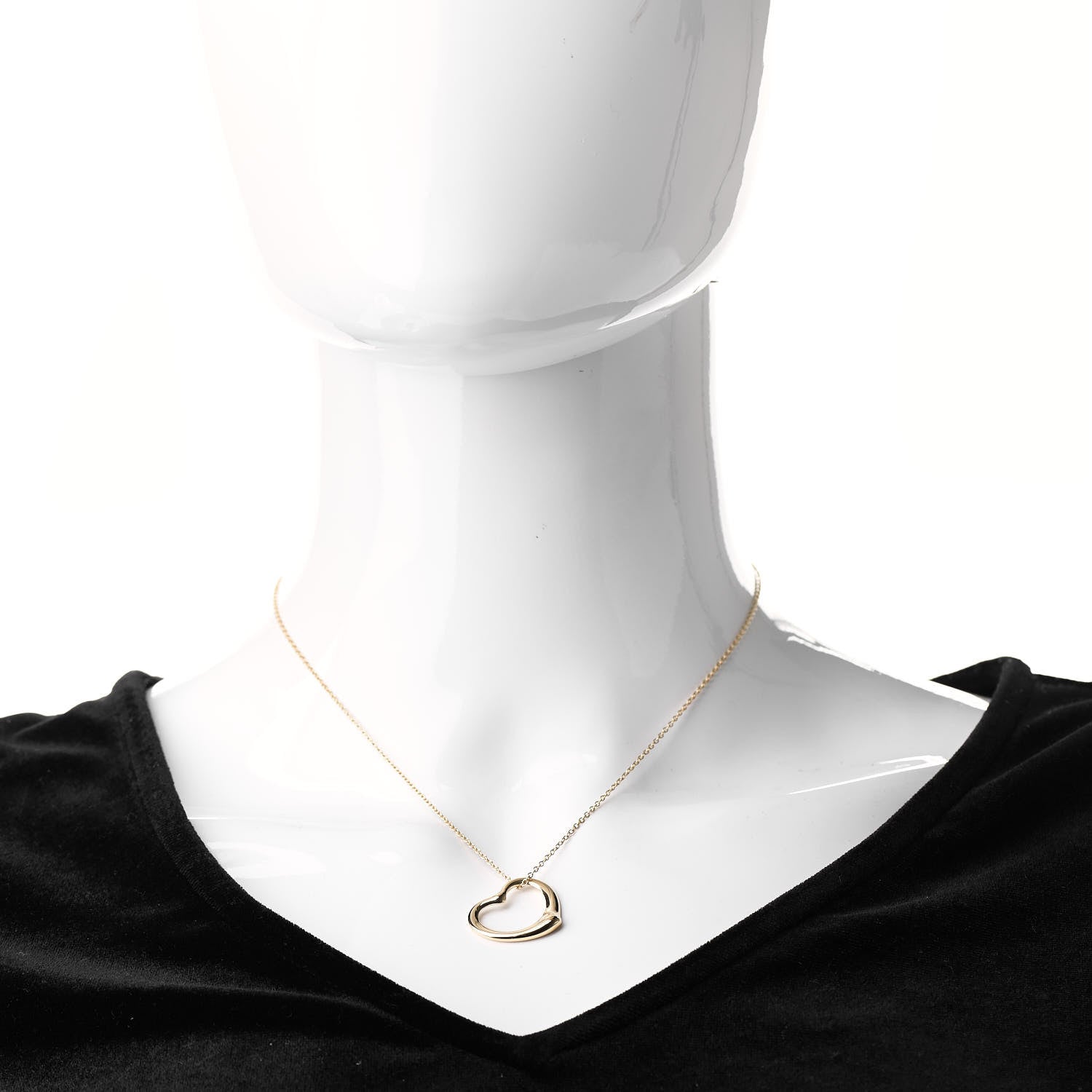 Tiffany 18K Yellow Gold 22mm Elsa Peretti Open Heart Pendant Necklace 2 of 7