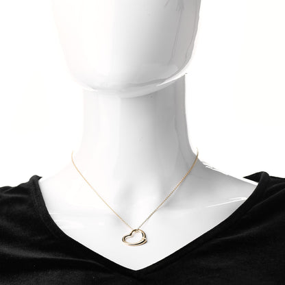 Tiffany 18K Yellow Gold 22mm Elsa Peretti Open Heart Pendant Necklace 2 of 7