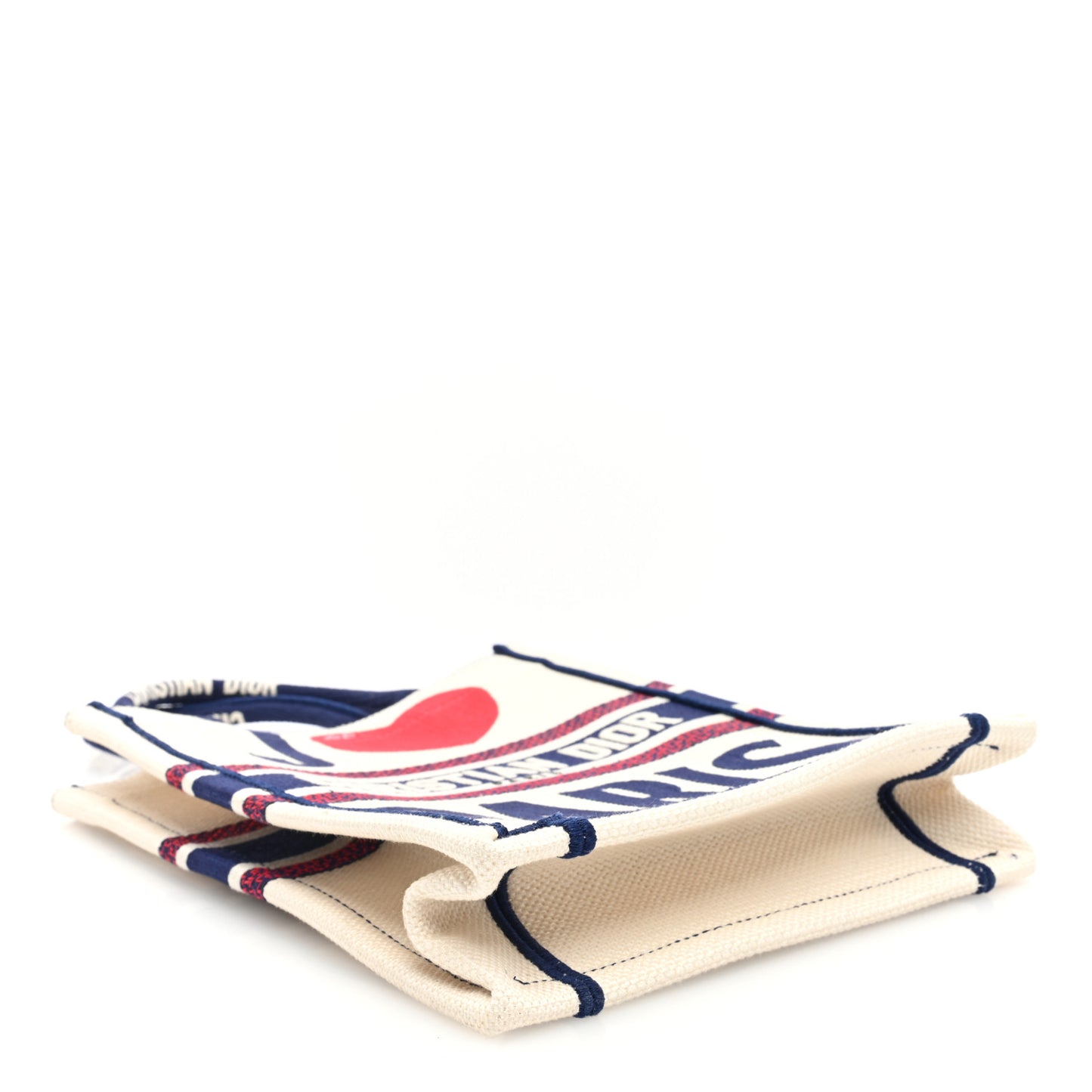 Canvas Embroidered Vertical Book Tote White