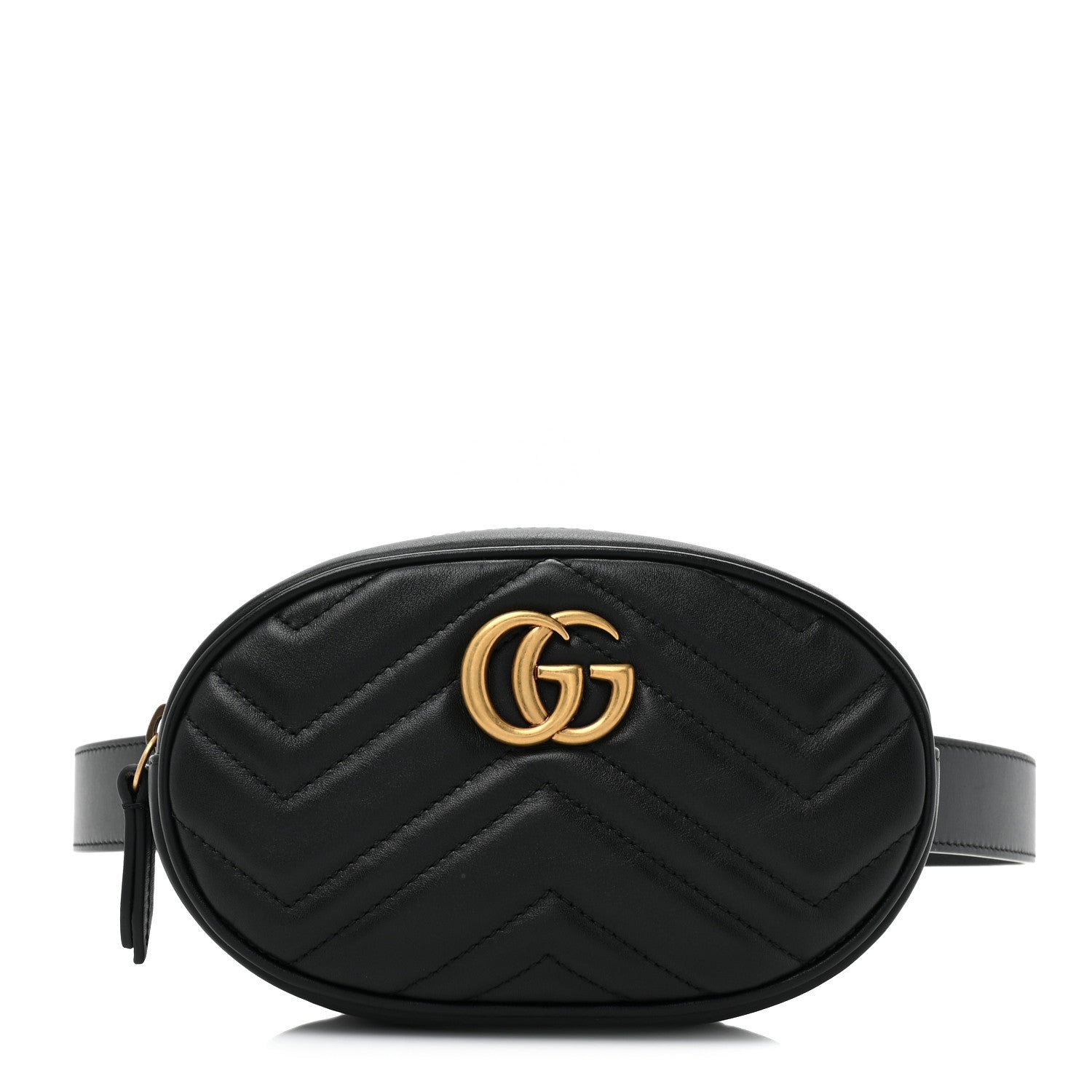 Gucci Calfskin Matelasse GG Marmont Belt Bag 85 34 Black 1 of 10