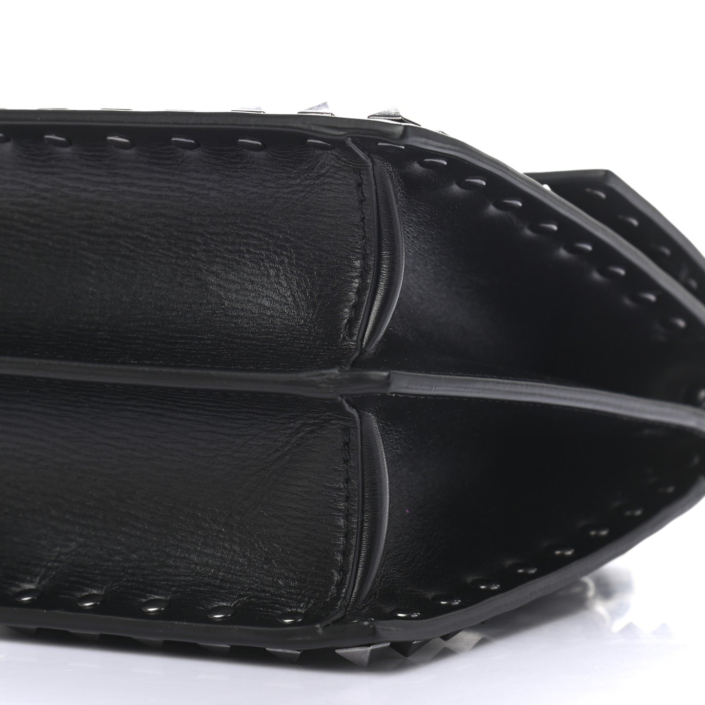 Calfskin Rockstud Flap Top Handle Crossbody Bag Black