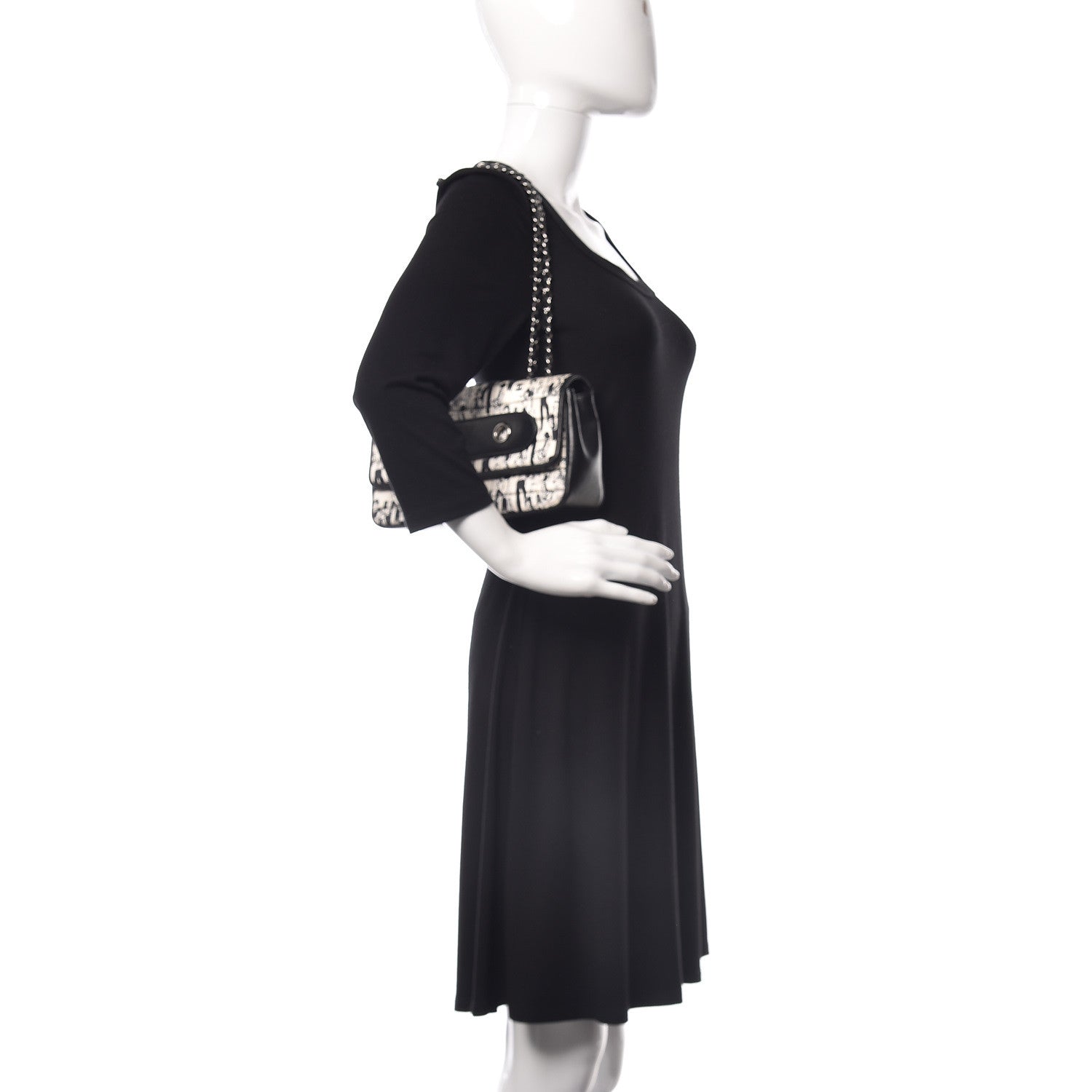 Chanel Silk Lambskin Coco Mademoiselle Scarf Flap Bag White Black 2 of 15