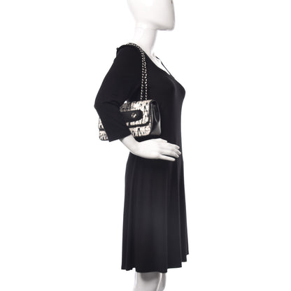 Chanel Silk Lambskin Coco Mademoiselle Scarf Flap Bag White Black 2 of 15