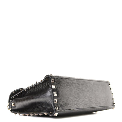 Valentino Garavani Pebbled Calfskin Small Rockstud Single Handle Flap Bag Black 4 of 11