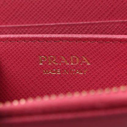 Prada Saffiano Metal Zip Coin Purse Peonia 6 of 7