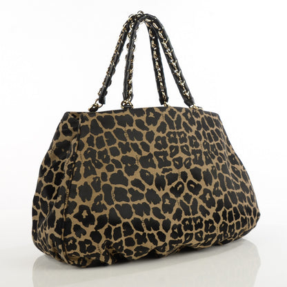 Fendi Jacquard Leopard Print Mia Tote Taupe Black 4 of 10