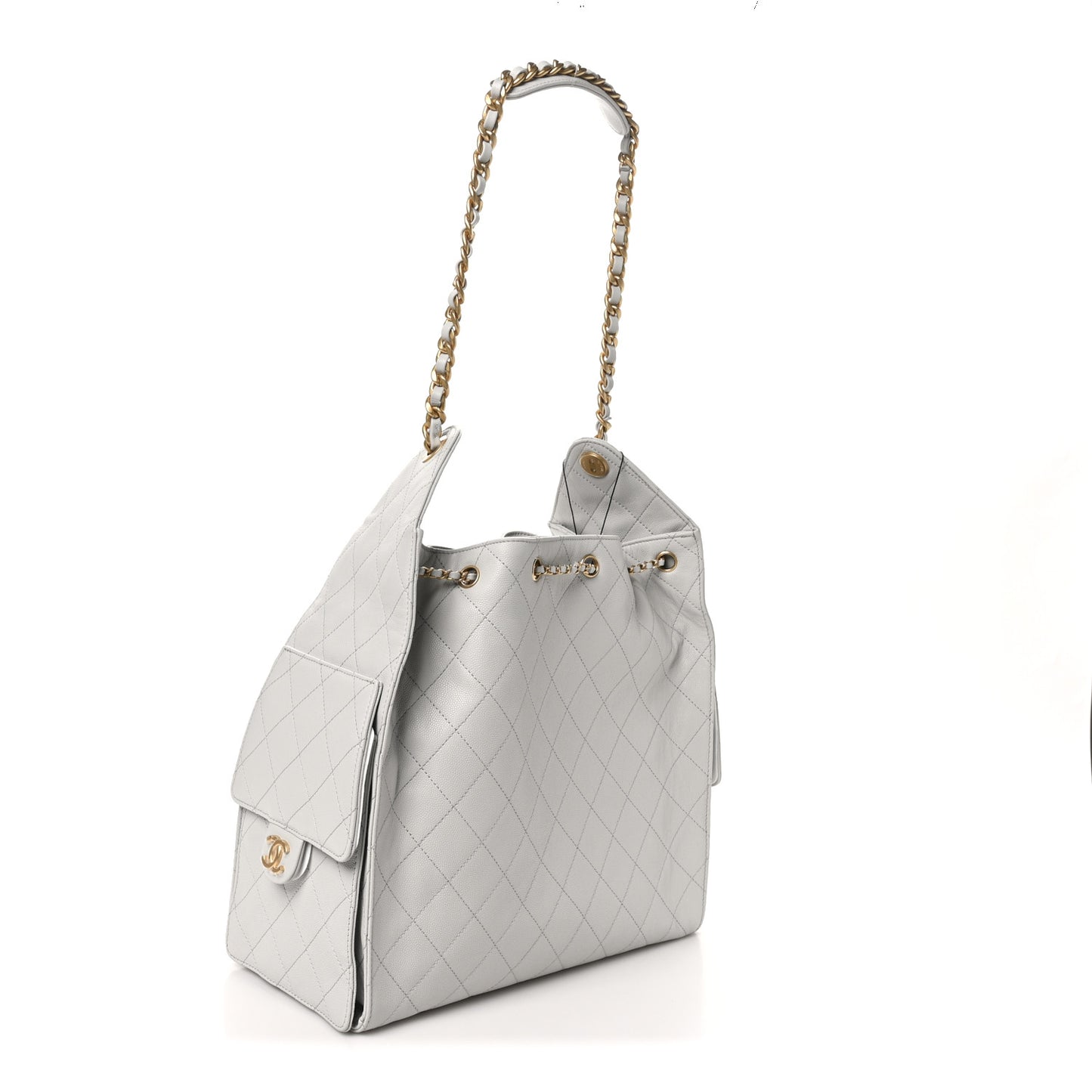 Caviar Quilted Medium Chanel 25 Handbag Light Gray