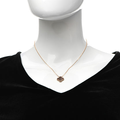 Van Cleef & Arpels 18K Rose Gold Gray Mother of Pearl Vintage Alhambra Pendant Necklace 2 of 6