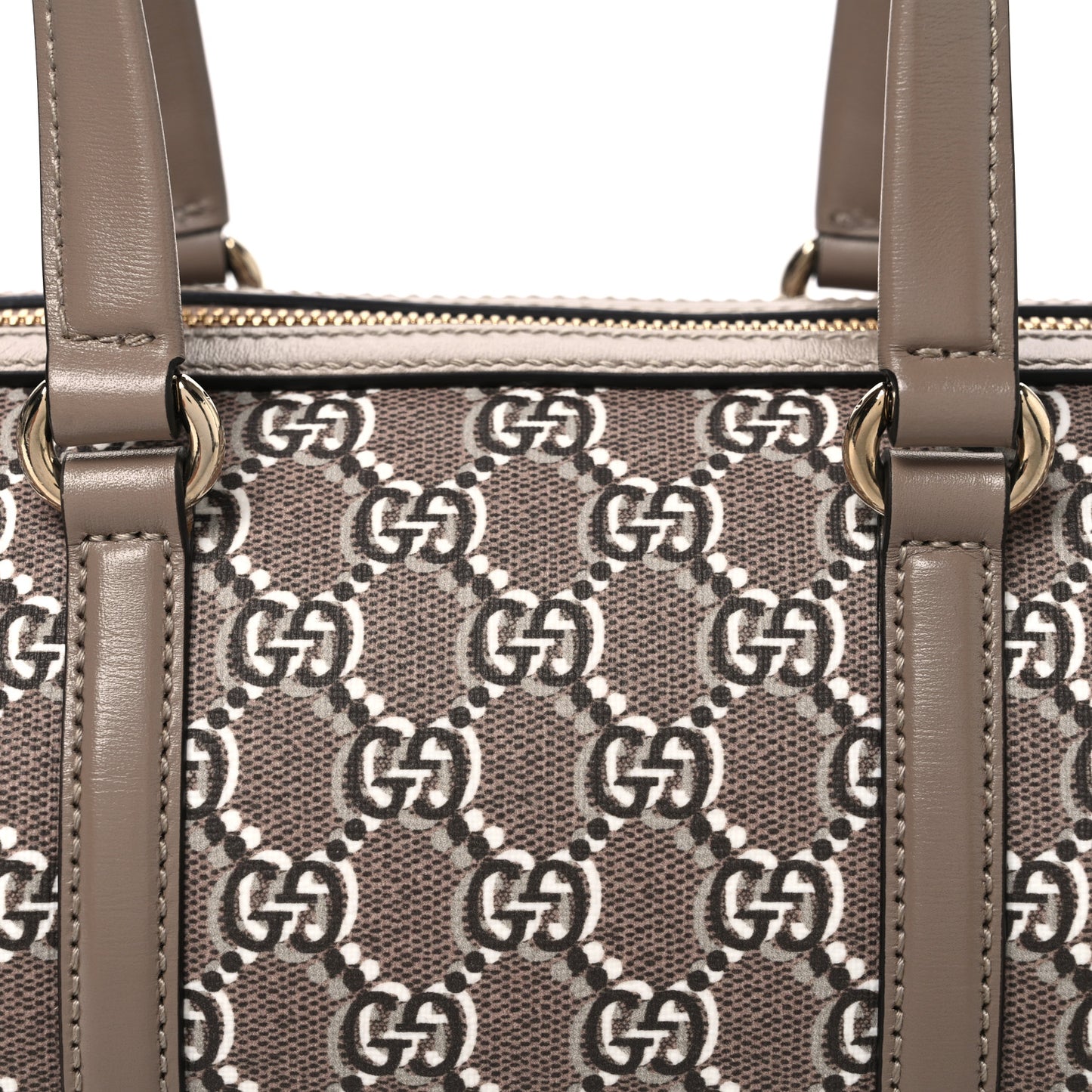 GG Shadow Monogram Ophidia Top Handle Bowler Bag Taupe