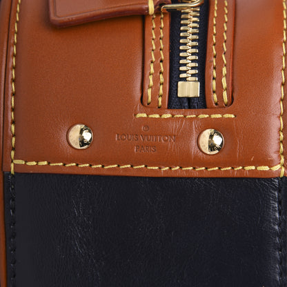 Louis Vuitton Calfskin Reverse Monogram Valisette PM Navy Caramel 8 of 12