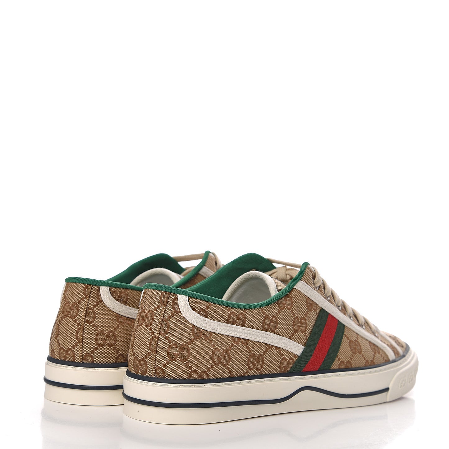 GG Monogram Web Mens 1977 Tennis Sneakers 10 Beige Ebony Mystic White