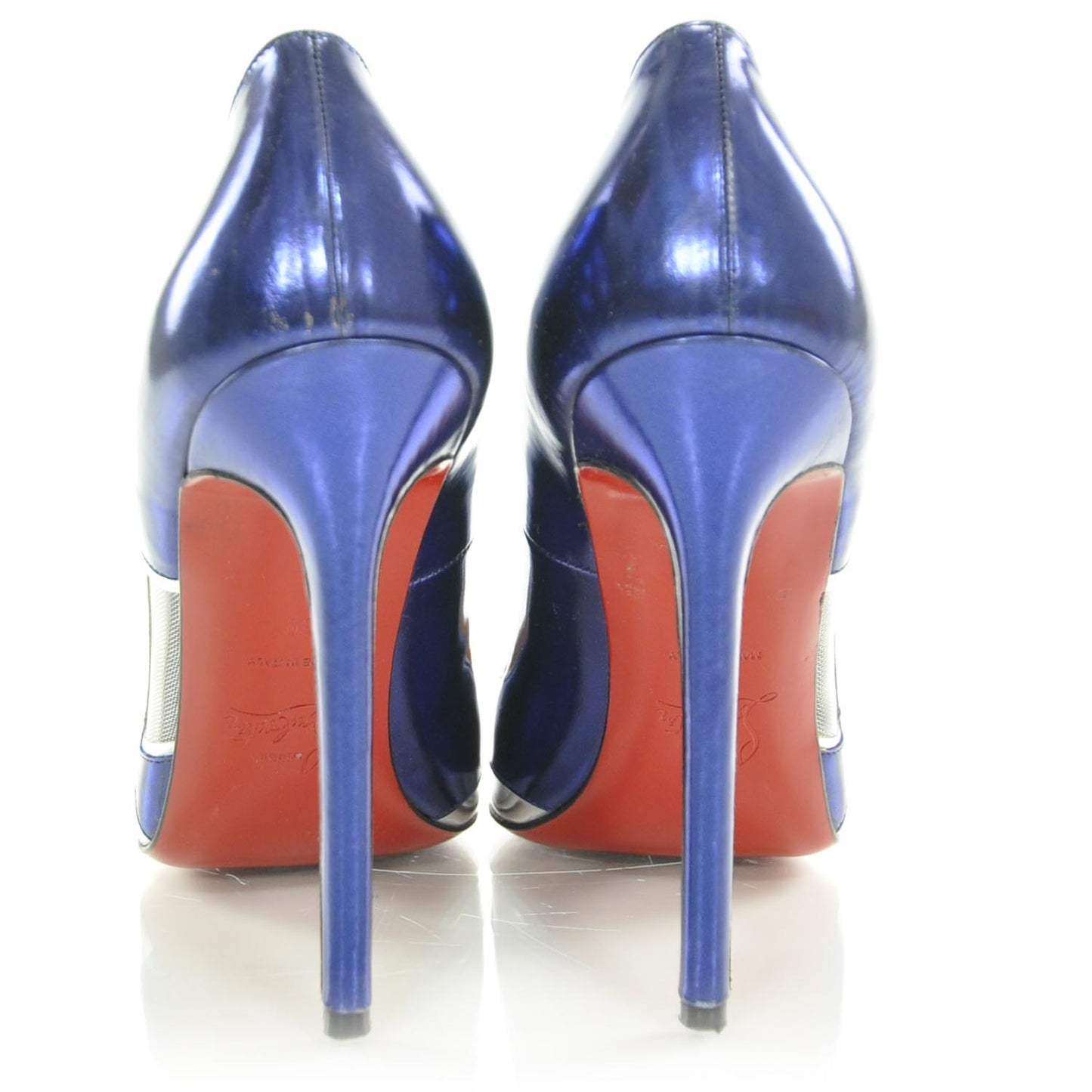 Patent Leather Mesh Tashaf 120 Pumps 39 Metallic Blue