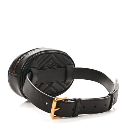 Gucci Calfskin Matelasse GG Marmont Belt Bag 75 30 Black 3 of 10