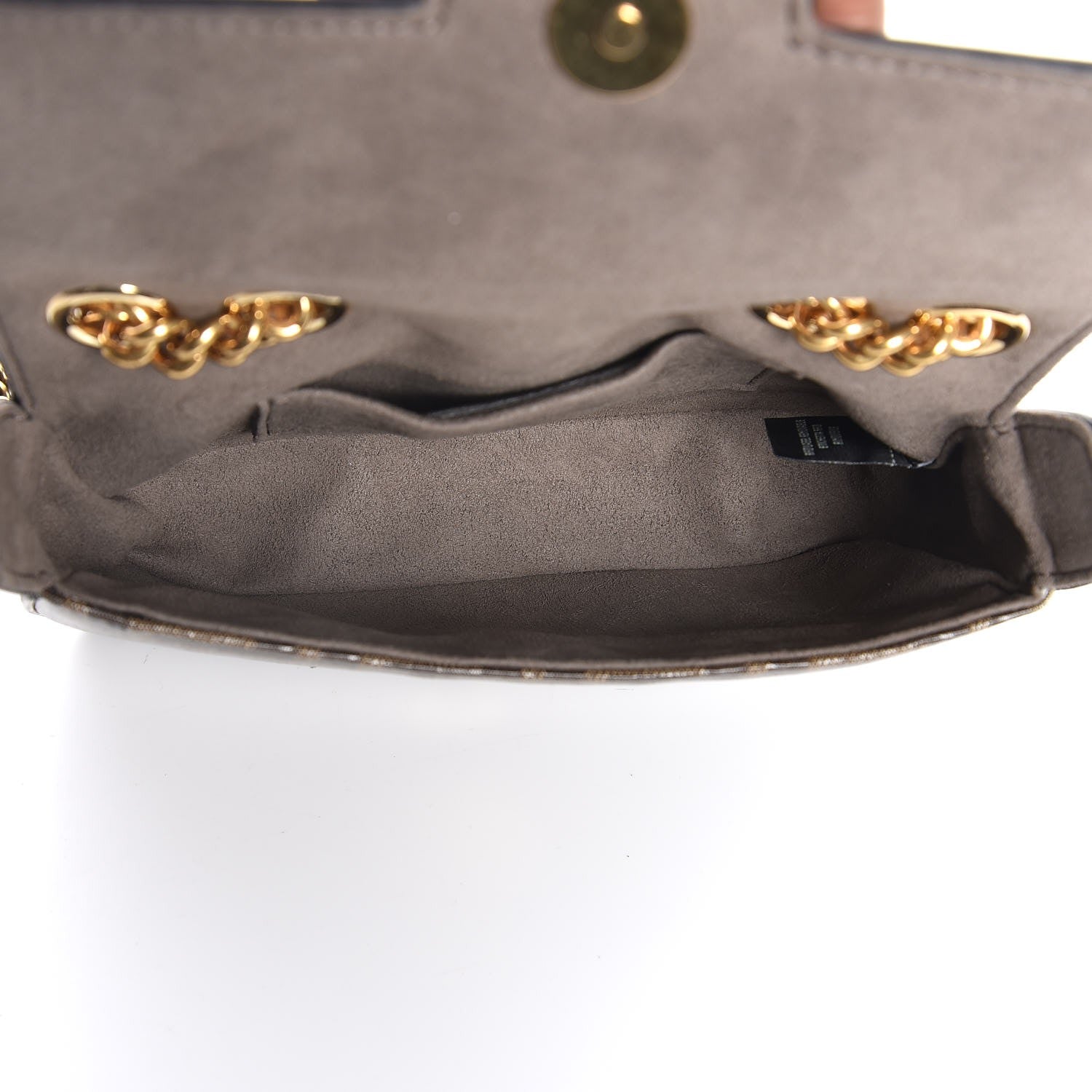 Fendi Glazed Fabric Vitello Century FF 1974 Stamp Patch Mini Double F Crossbody Bag Mogano Panna Black 5 of 8