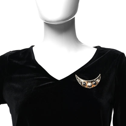 Chanel Crystal Pearl Papyrus CC Moon Brooch Gold 2 of 4